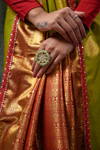 Green & Maroon Banarasi Silk Saree