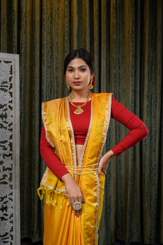 Yellow Banarasi Silk Saree