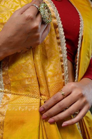 Yellow Banarasi Silk Saree
