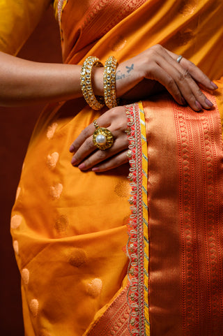 Orange & Fuchsia Banarasi Silk Saree