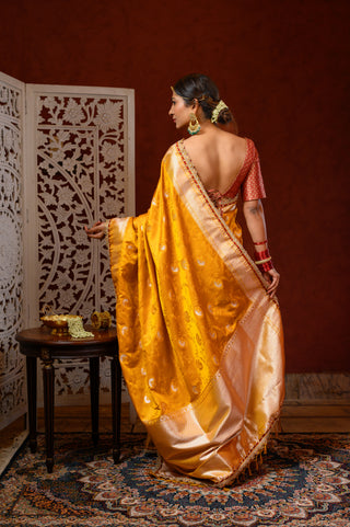 Mustard Banarasi Silk Saree