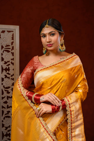 Mustard Banarasi Silk Saree