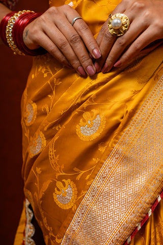 Mustard Banarasi Silk Saree