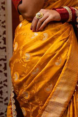 Mustard Banarasi Silk Saree