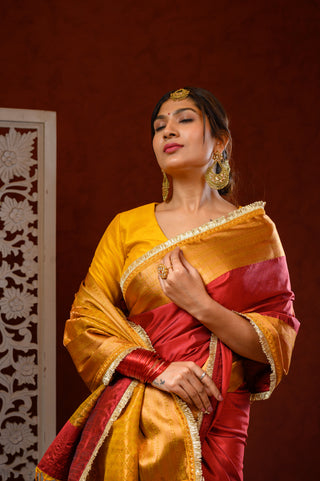 Saree with Blouse (Maroon & Mustard)