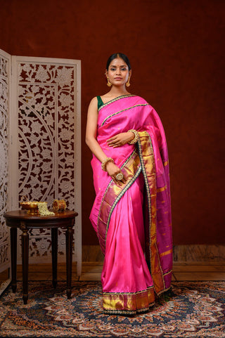 Saree with Blouse (Pink & Purple)