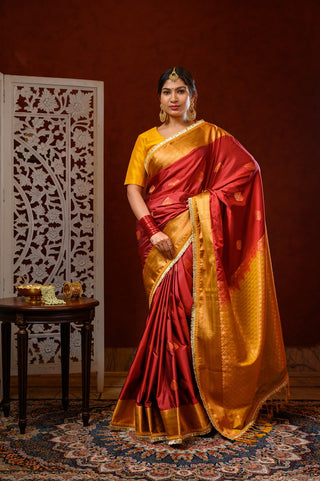 Saree with Blouse (Maroon & Mustard)