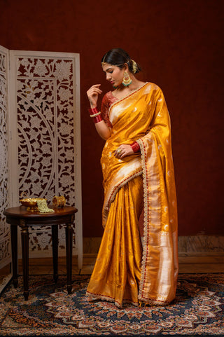 Mustard Banarasi Silk Saree